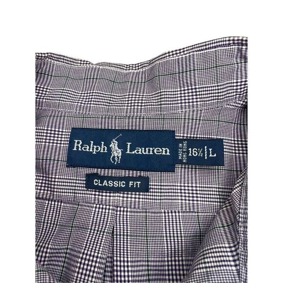 Polo Ralph Lauren Men’s Large 16 1/2 Classic Fit Button Down Shirt Purple Plaid - Picture 4 of 6